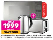 Russell Hobbs Stainless Steel Microwave Oven, Kettle & Toaster Pack-Per Pack