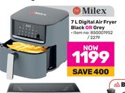 Milex Digital Air Fryer Black Or Grey-7Ltr