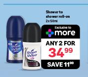 Shower To Shower Roll On-For Any 2 x 50ml