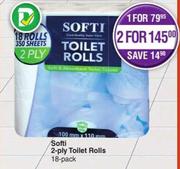 Softi 2-Ply Toilet Rolls (18's Pack)-Each