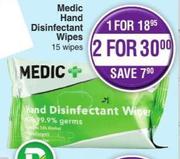 Medic Hand Disinfectant Wipes-For 2 x 15 Wipes