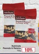 Nutrinuts Peanuts & Raisins-100g Each
