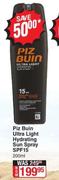 Piz Buin Ultra Light Hydrating Sun Spray (SPF15)-200ml