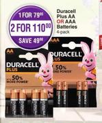 Duracell Plus AA Or AAA Batteries-For 1 x 4's Pack