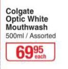 Colgate Optic White Mouthwash Assorted-500ml Each