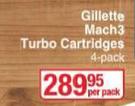 Gillette Mach3 Turbo Cartridges-4 Per Pack