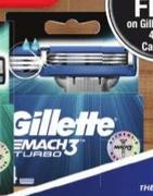 Gillette Mach3 Turbo Cartridges-4 Per Pack
