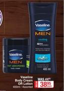 Vaseline Body Cream Or Lotion Assorted-400ml Each