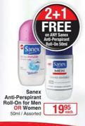 Sanex Anti Perspirant Roll On For Men Or Women Assorted-50ml Each