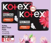 Kotex Maxi Thick Pads 10 Young, 10 Normal-Per Pack