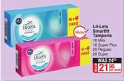Lil-Lets Smartfit Tampons 16 Mini, 16 Super Plus, 20 Regular, 20 Super-Per Pack