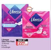 Libresse Ultra Thin Pads 10 Normal, 8 Long, 8 Goodnight-Per Pack