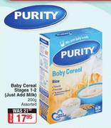 Purity Baby Cereal Stages 1-2 (Just Add Milk) Assorted-200g 