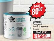 Tommee Tippee Simplee Sangenic Refill Cassette 3 Pack-Per Pack