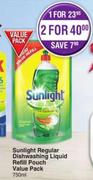 Sunlight Regular Dishwashing Liquid Refill Pouch Value Pack-750ml