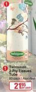 Twinsaver 2 Ply Tissues Tube 80 Pack Assorted-Per Pack 