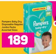 Pampers Baby Dry Disposable Nappies Jumbo Packs Assorted Sizes