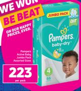Pampers Active Baby Jumbo Pack Assorted Sizes-Per Pack
