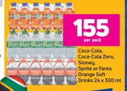 Coca Cola, Coca Cola Zero, Stoney, Sprite Or Fanta Orange Soft Drinks-24 x 300ml Per Pack