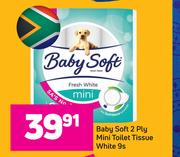 Baby Soft 2 Ply Mini Toilet Tissue White-9s