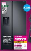 Samsung 617L Side By Side Freezer Fridge With Water & Ice Dispenser RS64R5311B4