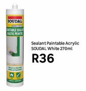 Soudal White Paintable Acrylic Sealant-270ml