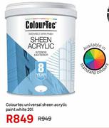 Colourtec Universal Sheen Acrylic Paint White-20L