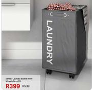 Sensea 72L Laundry Basket With Wheels Grey
