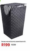 Sensea 60L Weaved Laundry Basket Black