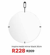 Inspire Medal Mirror Black 30cm