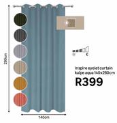 Inspire Eyelet Curtain Kalpe Aqua 140 x 280cm
