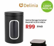 Delinia Storage Container Black W11 x D11 x H18cm