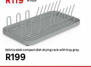Delinia Eleki Compact Dish Drying Rack With Tray Grey