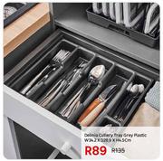 Delinia Cutlery Tray Grey Plastic W34.2 x D28.9 x H4.5cm