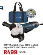 Dexter Angle Grinder 800W In A Tool Bag & 1 Pcs Dexter Diamond Disc