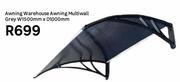 Awning Warehouse Awning Multiwall Grey-W1500mm X D 1000mm
