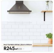 Wall Tile Metro White L20cm x W10cm-Per Sqm
