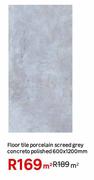 Floor Tile Porcelain Screed Grey Concreto Polished 600 x 1200mm-Per Sqm