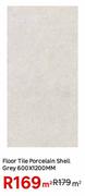 Floor Tile Porcelain Shell Grey-600 x 1200mm Per Sqm