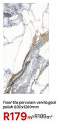 Floor Tile Porcelain Venito Gold Polish 600 x 1200mm-Per Sqm