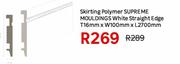 Supreme Mouldings White Straight Edge Skirting Polymer T16mm x W100mm x L2700mm