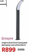 Inspire Aluminium Lamp Post Dark Grey Cool White 96cm