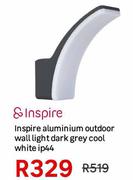 Inspire Aluminium Outdoor Wall Light Dark Grey Cool White IP44