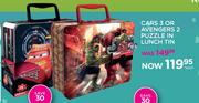 Cars 3 or Avengers 2 Puzzle In Lunch Tin-Each