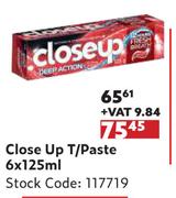 Close Up T/Paste-6 x 125ml
