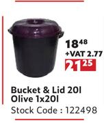 Bucket & Lid 20L Olive-1 x 20L