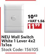 NEU Wall Switch White 1 Lever 4x2-1 x 1 Each