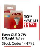 Pays GU10 7W D/Light-1 x 1 Each