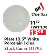 Plate 10.5" White Porcelain-1 x 1 Each