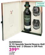 Glenfiddich 12 Yo Speyside Special Reserve Malt Whisky And 2 Glasses In Gift Pack-750ml